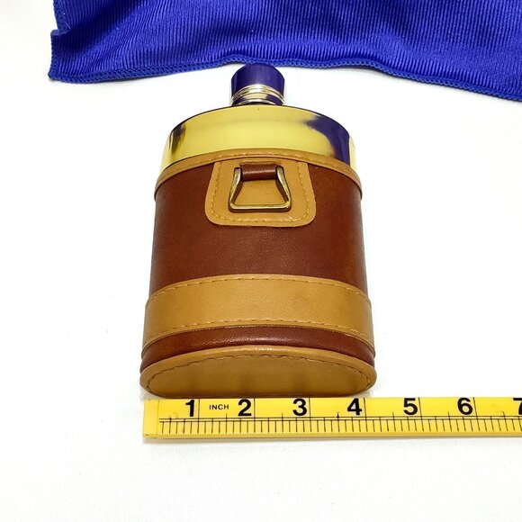 Comoy Of London Flask Gold Tone Glass w/ Leather Case Elegant Barware Vintage - Picture 12 of 14